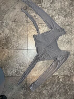 lululemon athletica long sleeve wrap top in gray